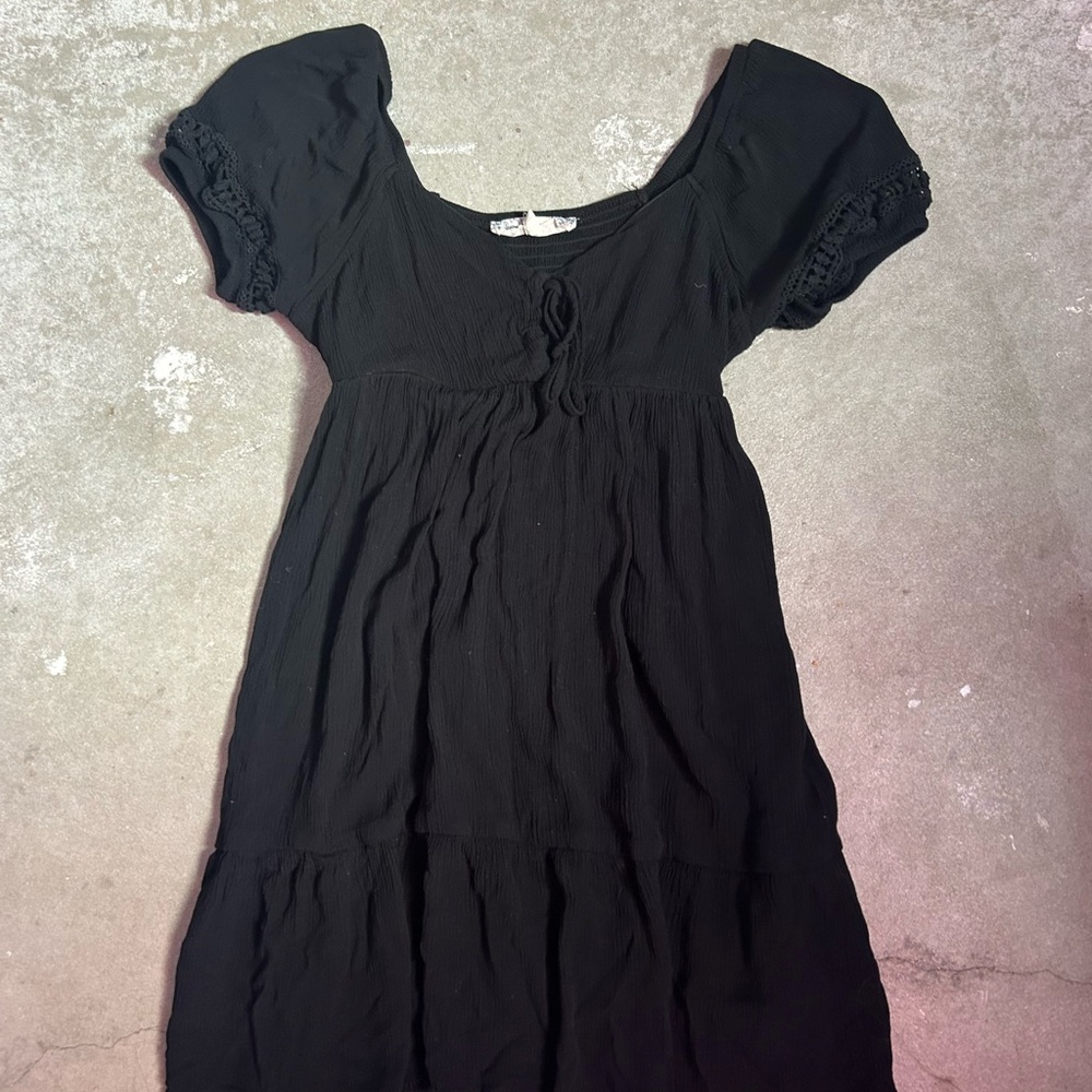 Pink Republic Black Tiered Tie Front Sundress
